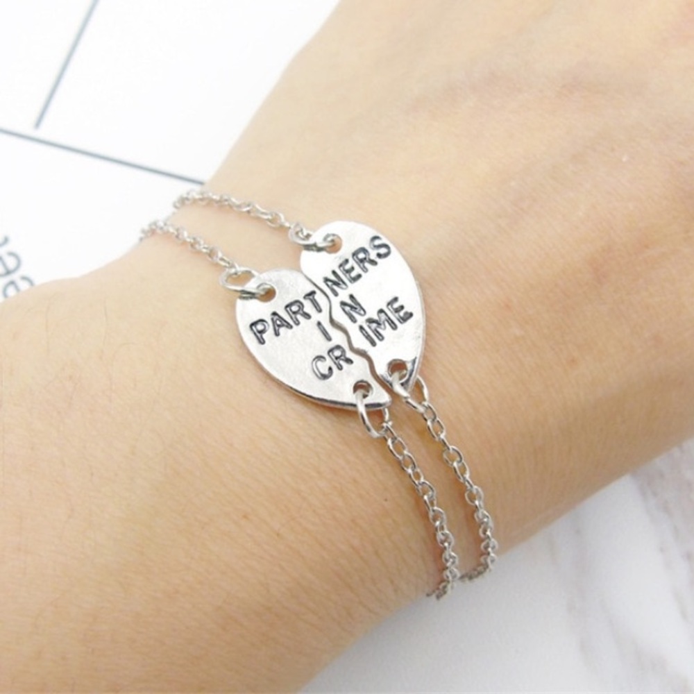 Silver Partner In Crime Friendship Bracelet Set